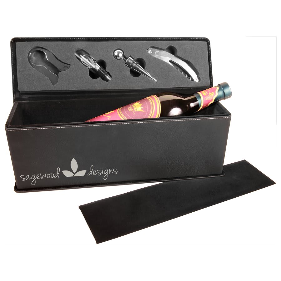 Leatherette Wine Bottle Gift Box Set