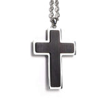 Personalized Wood Cross Necklace, Engraved Pendant, Stainless Steel, Custom Faith Gift for Men or Women