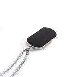 Personalized Wood Dog Tag Necklace, Engraved Stainless Steel Pendant, Custom Name or Message Necklace