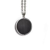 Personalized Round Wood Necklace, Engraved Circle Pendant, Custom Logo or Monogram Jewelry, Stainless Steel Keepsake Gift