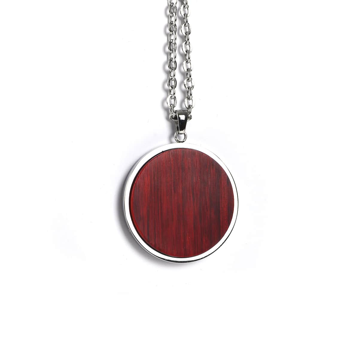 Personalized Round Wood Necklace, Engraved Circle Pendant, Custom Logo or Monogram Jewelry, Stainless Steel Keepsake Gift