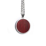 Personalized Round Wood Necklace, Engraved Circle Pendant, Custom Logo or Monogram Jewelry, Stainless Steel Keepsake Gift