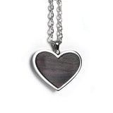 Personalized Wood Heart Necklace, Engraved Heart Pendant, Custom Romantic Jewelry, Anniversary or Memorial Gift for Her