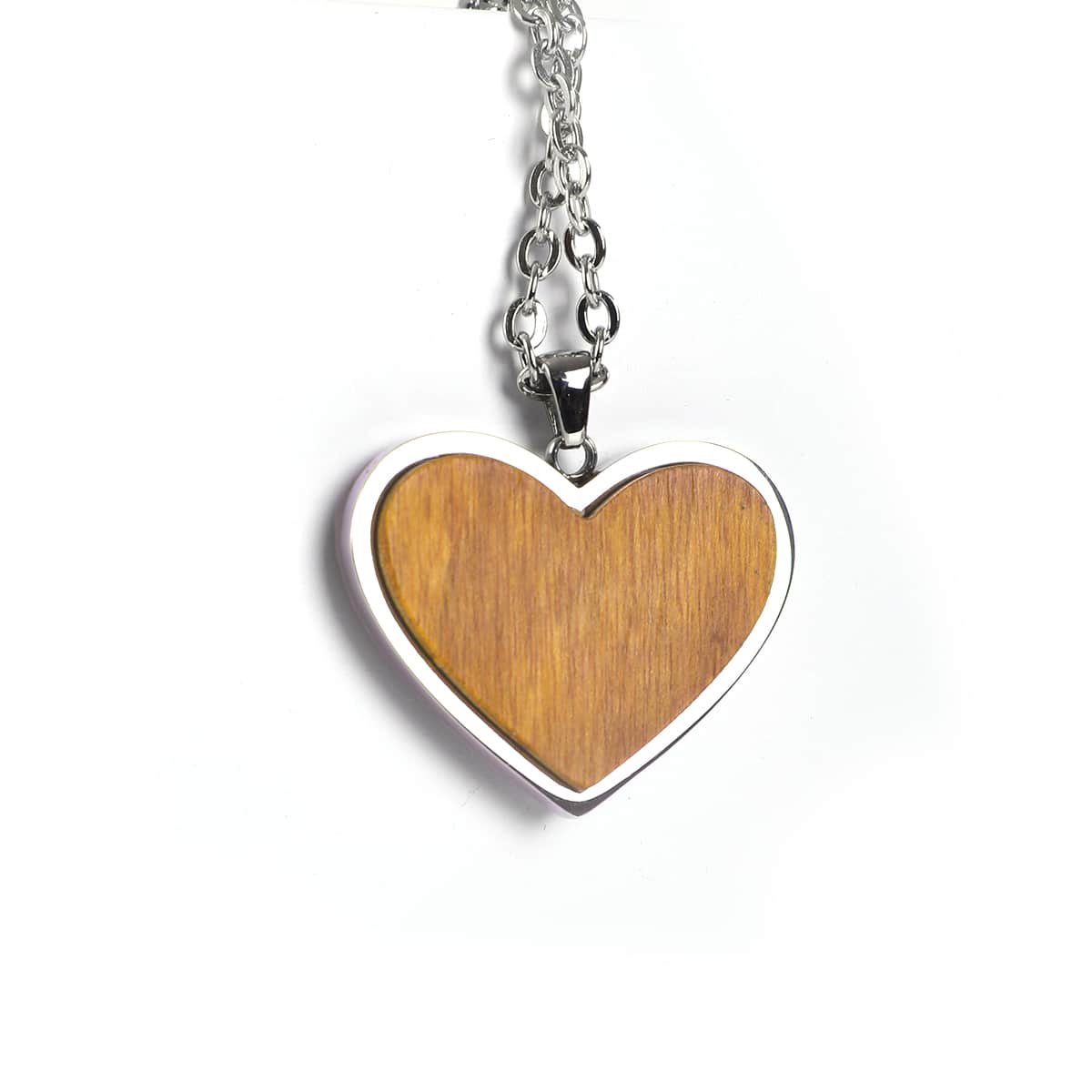 Personalized Wood Heart Necklace, Engraved Heart Pendant, Custom Romantic Jewelry, Anniversary or Memorial Gift for Her
