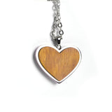 Personalized Wood Heart Necklace, Engraved Heart Pendant, Custom Romantic Jewelry, Anniversary or Memorial Gift for Her