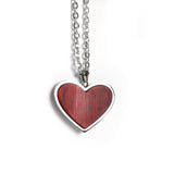 Personalized Wood Heart Necklace, Engraved Heart Pendant, Custom Romantic Jewelry, Anniversary or Memorial Gift for Her