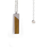 Personalized Vertical Bar Necklace, Engraved Wood Pendant, Minimalist Gift for Him or Her