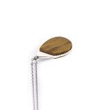 Personalized Wood Teardrop Necklace, Engraved Drop Pendant, Custom Initial Jewelry, Memorial or Anniversary Gift for Her