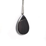 Personalized Wood Teardrop Necklace, Engraved Drop Pendant, Custom Initial Jewelry, Memorial or Anniversary Gift for Her