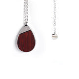 Personalized Wood Teardrop Necklace, Engraved Drop Pendant, Custom Initial Jewelry, Memorial or Anniversary Gift for Her