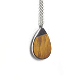 Personalized Wood Teardrop Necklace, Engraved Drop Pendant, Custom Initial Jewelry, Memorial or Anniversary Gift for Her