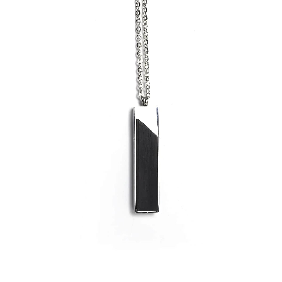 Personalized Vertical Bar Necklace, Engraved Wood Pendant, Minimalist Gift for Him or Her