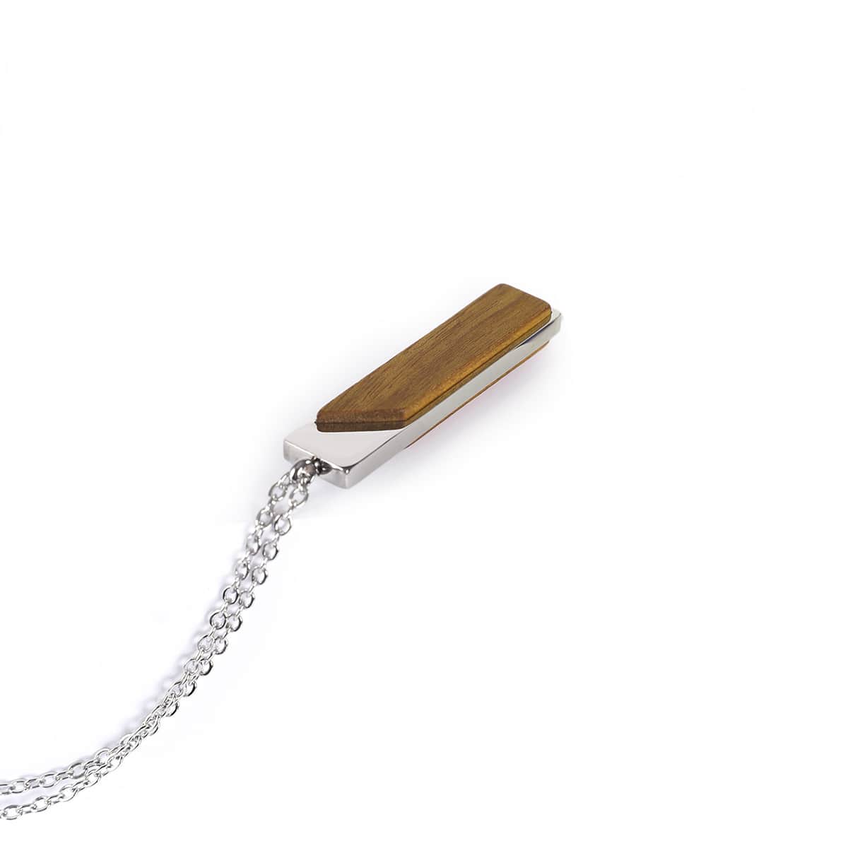 Personalized Vertical Bar Necklace, Engraved Wood Pendant, Minimalist Gift for Him or Her